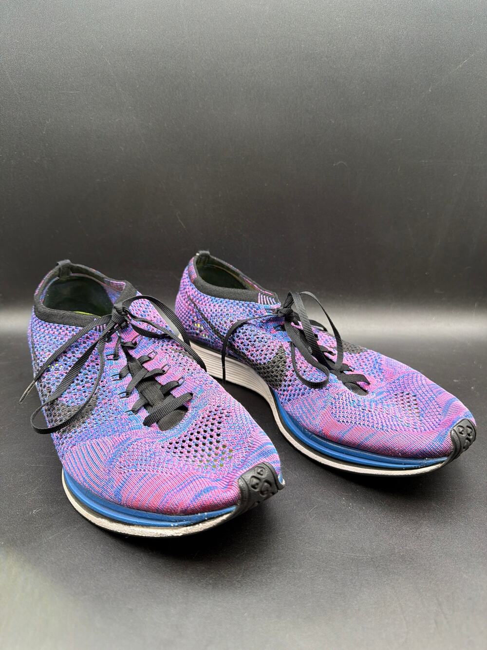 Nike Flyknit Racer 526628-400 Game Royal Hyper Pink Volt Men’s 12 Running Shoes
